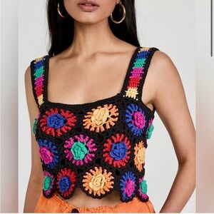 Farm Rio Black Crochet Top M